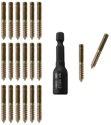 Hitefu 20 bulloni per gancio, viti a doppia estremità M8 da 60 mm di lunghezza, viti M8 per mobili in legno, con cacciavite (M8 x 1,25 mm)