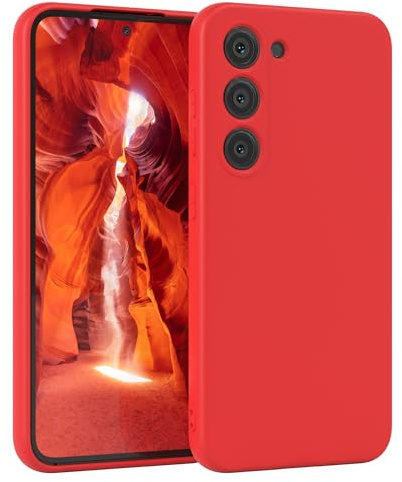 EAZY CASE - Silikonhülle für Galaxy S23 Hülle Silikon Case Rot weich stoßfeste Handyhülle Schutzhülle mit Kameraschutz Dünn Premium Schutz Cover TPU Phone Bumper in Mattrot