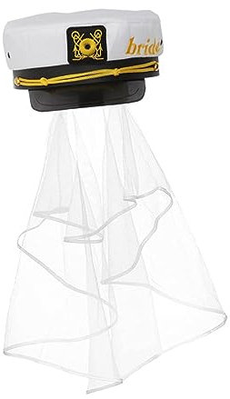 JISADER Damenhüte, Skipper-Mütze mit Schleier, Kostümzubehör, Braut-Matrosen-Mütze, Braut-Hut für Strandparty, Cocktail, Kneipe, Hochzeit, Rollenspiel, Stil a