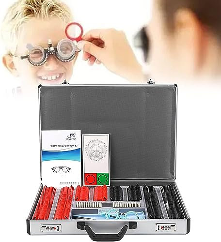 GEHPYYDS 266 pcs Optical Trial Lens Set Optometry Kit, Aluminum Case Trial Frame Optometry Optician Test, Optometry Optical Instrument with Trial Frame