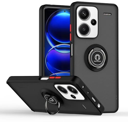 BORYA Cover per Xiaomi Redmi Note 13 Pro+ Plus 5G, Ultra Sottile Antiurto TPU+PC Bumper Custodia, Morbida Smerigliato Traslucido Silicone Case con Magnetico Supporto, Nero Rosso