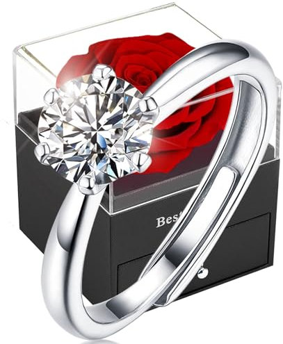 Rosa Stabilizzata,Romantico Rosa Eterna,Handmade Fiore Vera , Rosso Rose Scatola per Lei Natale Ringraziamento Mamma San Valentino Festa Compleanno Fidanzata Impegno Sposarsi Anniversario Regalo