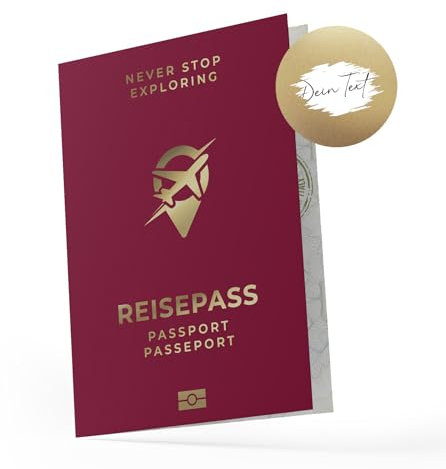 KOKO&LORA® Reisegutschein - Reisepass mit Rubbelaufkleber - zum Beschriften als Urlaubsgutschein inkl. Kuvert - Reise Geschenkverpackung