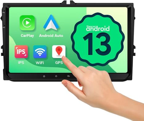 Eonon 9 inch Android 13 2+32GB Car Stereo CarPlay Android Auto MirrorLink Bluetooth Radio USB for Volkswagen SEAT Skoda Polo Golf V/VI T5 support Video Output OBDII DAB+ Backup Camera Headunit VWA13