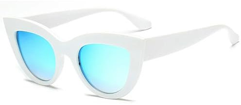 Generic Neue Damen-Cat-Eye-Sonnenbrille, mattierte Cateye-Sonnenbrille für Damen, weiß und blau