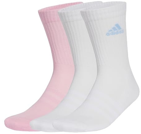 adidas Unisex Chaussettes matelassées (3 paires), White/White/True Pink, 43-45
