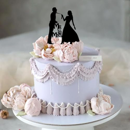MAIGO Mr And Mrs Cake Topper - Wedding Cake Topper, Bride To Be, Just Married, Congratulations - White Or Neutral, Resin, 13cm x 0.5cm