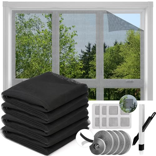VEVOQIM Fliegengitter Fenster, Insektenschutz Fenster 130x150cm, Selbstklebend Moskitonetz Fenster, Fliegennetz Fenster, Fliegengitter für Fenster, Insektenschutz für Fenster (4 Stück)