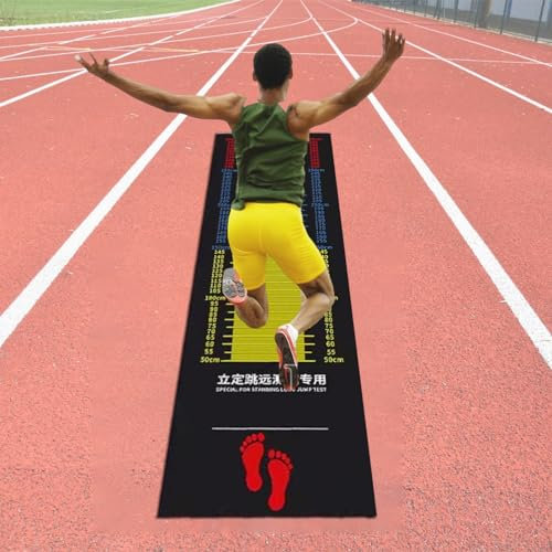 Springseilmatte, mit Teppich ausgelegte Weitsprungmatte, leise Trainingstestmatte mit klarer Skala, Weitsprungübungen für Camper, rutschfeste Springseil-Trainingsunterlage für die Aufnahmeprüfung (F