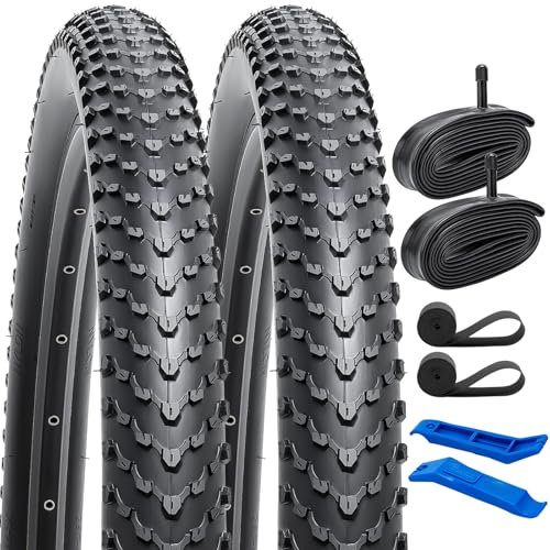 YunSCM 2Pcs Plegable 29 Pulgada Neumáticos 29x2.40 ETRTO 60-622 más 2Pcs 29 Pulgada Cámara de Aire AV48mm Valve Compatible Bike 29x2.40 Neumáticos and Cámara de Aire