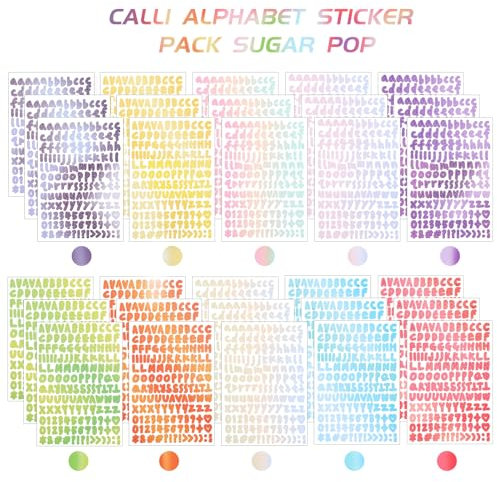 30 Blätter Buchstaben Aufkleber Bunt Zahlen und Alphabet Aufkleber Selbstklebend Kleine Vinyl Großbuchstaben Wetterfest Aufkleber für Scrapbooking Verschönerung Beschriften Geburtstagskarte