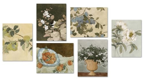 NymphFable Vintage Botanical Wall Decor Poster Bauernhaus Blume Leinwand Bilder für Wohnzimmer Schlafzimmer 8x10 in ungerahmt Set von 6