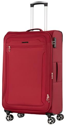 Cocoono Monterrey 360° Drehbarer Koffer - TSA-Zahlenschloss, Teleskopgestänge, RV-Dehnfalte, 8 Rollen, Adressfeld (rot, XL)