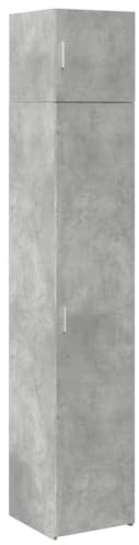 Willood Hochschrank Schmal Betongrau 40x42,5x225 cm Holzwerkstoff Geeignet für Küche, Wohnzimmer, Schränke 40cm breit - acht Fächer