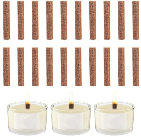 WestCH 20 Stück Dauerdocht für Kerzenreste, Dauerdocht für Wachsfresser Indoor Outdoor Kerzenrestefresser Ersatzdocht für DIY Kerzenherstellung,Dauerkerze Outdoor,Tischfeuer,Schmelzlicht