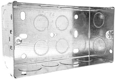 Evoges Double Metal Back Box, 47mm, 2 Gang, 1.0mm Thickness for Electrical Sockets Switches, BS4662 Standard (1)