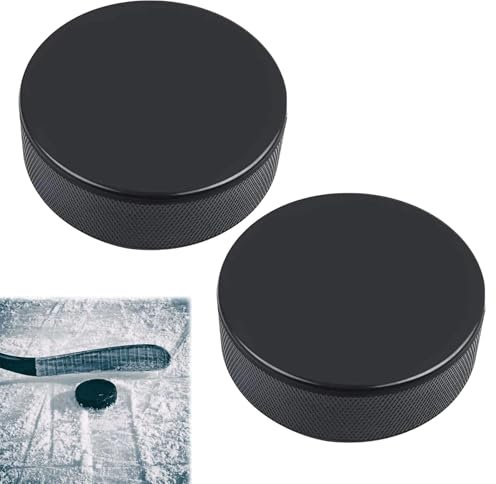 Tokaneit Übung Hockey Pucks,Eishockey Pucks,Inline Hockey Puck,Vollgummi Verschleißfestigkeits Eispucks,Street Hockey Puck,Spiel Trainings Pucks,Gummi Trainingspucks für Kinder 2 Stück Schwarz