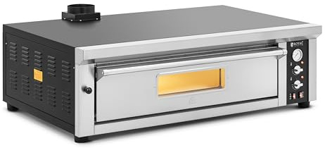 Royal Catering Four à pizza électrique en acier et inox 450 °C 6 600 W 1 cavité pour 6 pizzas de Ø 33 cm avec chamotte - Four à pizza professionnel Pierre à pizza