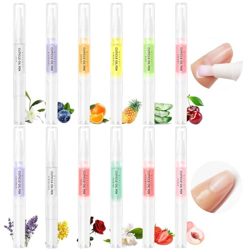 Makartt Cuticle Oil Pens - Nourishing Cuticle Oil for Nail Strengthener, Moisturizing, Natural Ingredients Nail Softener, Revitalizer Oil for Nail Care & Growth, Ideal Cuticle Care Set 12PCS