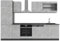 Vicco Küchenzeile R-Line, Küchenblock, Beton/Anthrazit, 300 cm, AP Anthrazit