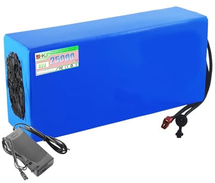 JHKJ Lithium Battery 48V 12AH 15AH 20Ah 25AH Lithium Ion Battery 48V Replaceable Lithium Battery with Charger and BMS for 550W-1200W Motor Kits,48V25AH