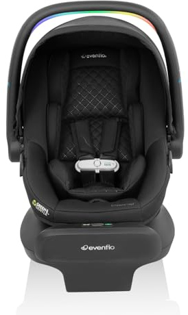 Evenflo LiteMax NXT Rear-Facing Lightweight Preemie and Infant Car Seat 3-30lbs with SensorySoothe. Easy Install with Base (Jasper Black)