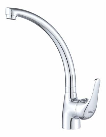 CATA Grifo De Cocina CBA CROMO/E Monomando Caño Alto Giratorio 360º Acero Inoxidable Aireador Anticalcáreo Cartucho Cerámico Apertura En Frío Reductor Caudal 5L Conexión Flexible Acabado Inox