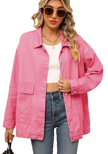 aromm Femme Oversize Mi Longue Denim Veste Manches longues Jean Tenues
