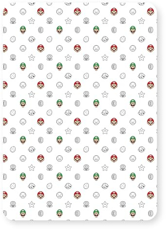 Nintendo Lenzuolo matrimoniale ufficiale con angoli, design a coppia, con Mario e Luigi, progettato per letti matrimoniali, in morbido poliestere con bordo elastico, perfetto per la camera dei bambini
