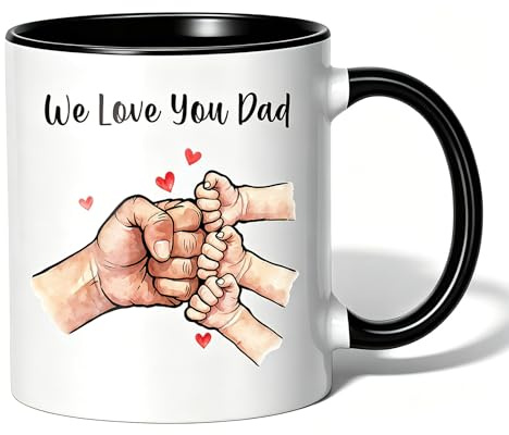 saerryor Personalised Fist Bump Mug Dad Coffee Mugs 11oz Ceramic Dishwasher Safe Coffee Mugs Presents for Dad for Father's Day Birthday