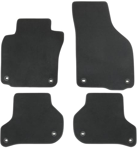 AD Tuning Velours Fußmatten für VW Golf 5 Limousine & Variant (2003-2009) | 4-teilig, 100 % passgenau, Schwarz, mit ovalen Knebel- Befestigung vorne und hinten