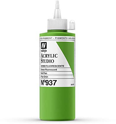 VALLEJO ACRYLIC STUDIO, PINTURA ACRÍLICA, 200ML, VERDE FLUO, Nº 937