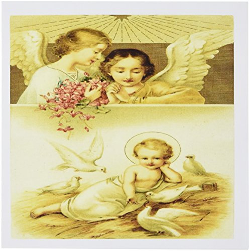 3dRose Gc_163268_1 Grußkarten, Motiv Engel wachen über Jesuskind, 15,2 x 15,2 cm, 6 Stück