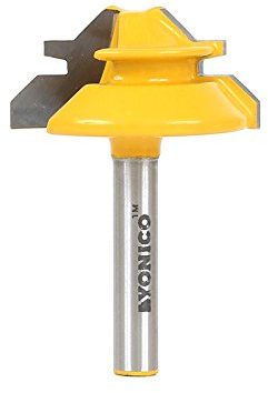 Yonico 15129q 45 Degree - Up to 1/2-Inch Stock Lock Miter Router Bit 1/4-Inch Shank