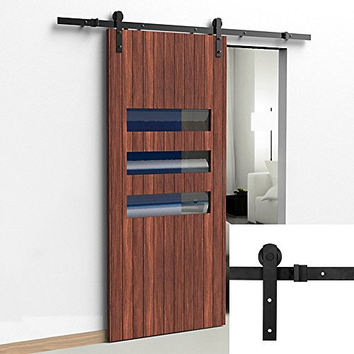 366CM Quincaillerie Kit de Rail pour Porte Coulissante, Double porte coulissante, Ensemble Industriel Hardware kit pour Porte Suspendue en Bois Système de Porte avec Roulettes et Rail