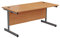 Office Hippo Heavy Duty Rectangular Cantilever Desk, Home Office Table + Integrated Cable Ports, PC Desk - Silver Frame/Beech Top, 180cm x 80cm