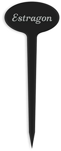 GRAVURZEILE Pflanzenschilder mit Gravur - Estragon - Stilvolle Kräuterschilder aus schwarzem Acryl für den Garten - Kräuterstecker geeignet für Beet & Kräutergarten - Farbe: Estragon