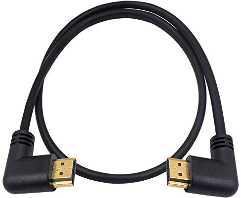 Maxhood 90 Degree HDMI 2.0 Cable, 4K HDMI Right Angle Male to Left Angle Male HDMI Cable Short 60Hz Gold Plated High Speed1.5Ft / 50cm(M/M Right-Left)
