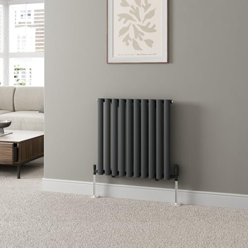 DuraTherm® 600 x 600mm Anthracite Horizontal Designer Radiator Single Column Oval Tube Modern Central Heating Panel Bathroom Radiators