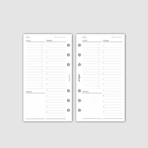 pen & pages® undatierter Kalender - Tagesplan - Personal - 6 Löcher - Daily Schedule Zeitplan Personal A6 Organizer, 1 Tag auf 1 Seite, 9,5 x 17,1 cm