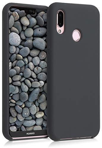 kwmobile Hülle kompatibel mit Huawei P20 Lite Hülle - Silikon Handy Case - Handyhülle weiche Oberfläche - kabelloses Laden - Schwarz matt