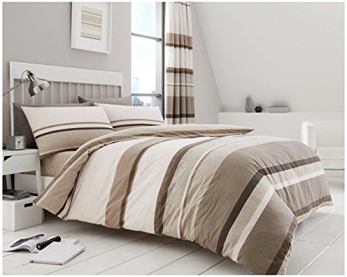 GC GAVENO CAVAILIA Stampato Copripiumino Geometrico a Righe, Set di Biancheria da Letto di Lusso in Policotone, Morbido copriletto, Poliestere, 50% Cotone, Naturale, Double (200 x 200cm)