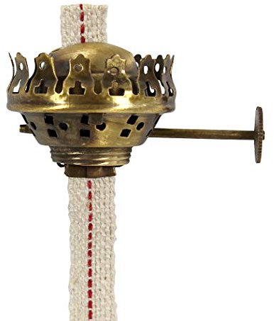 Brenner Alt-Messing mit Docht 11 mm breit, für Petroleumlampe SQUARE