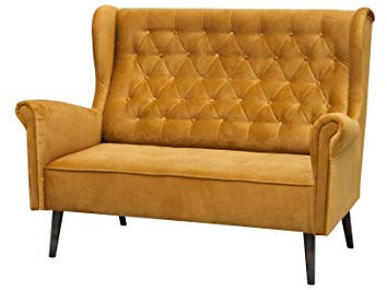 MOEBLO Ohrensofa 2 Sitzer Sofa Couch Garnitur Stoff Samt (Velour) Glamour Wohnlandschaft Chesterfield - Velo (Gold, 2-Sitzer)
