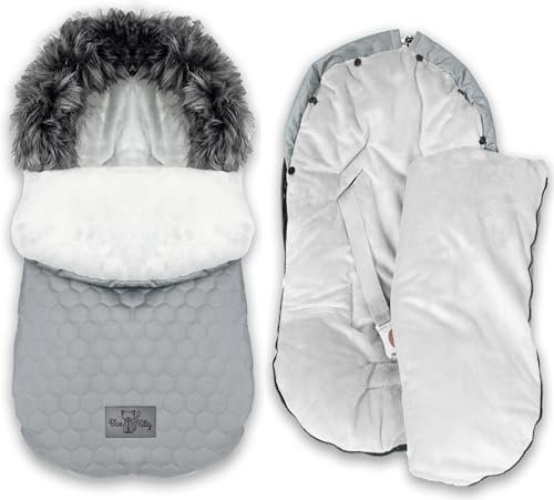 BlueKitty Fußsack 0-16 kg, Winterfußsack, Schlafsack, Schlitten, Footmuff, Kinderwagensack, Wasserdicht, Wasserabweisend, Winter 85 cm