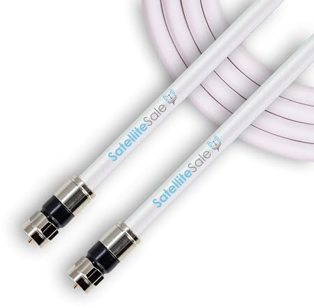 SatelliteSale Digital 75Ohm RG-6/U Coaxial Cable with F-Type Connector Indoor/Outdoor Universal Wire White Cord 3 feet