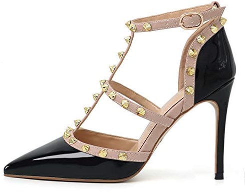 Eithy Damen Slingbacks Mid High Heels Riemchen Sommer Schuhe Spitze Zehen Party Alltag Abendsandalen, schwarz, 40 EU