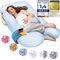 XXL Schwangerschaftskissen Seitenschläferkissen, Lagerungskissen, Baby-Kissen & Stillkissen in U-Form mit abnehmbarem & waschbarem Bezug aus 100 % Baumwolle (Classic XXL, 150 x 80 cm, Hellblau)