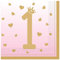 Amscan 9910310 9910310 Servietten zum 1. Geburtstag, Rosa, 16 Stück, Mittel