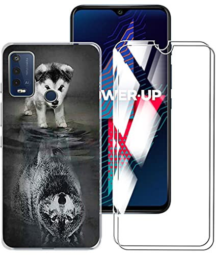 CXKJ Coque pour Wiko Power U30 (6.82 Pouce) + [2 Pièces] Verre trempé Protection écran, Ultra Fin Silicone TPU Bumper Transparent Housse Etui de Protection Cover Case，Glass Film - CX23